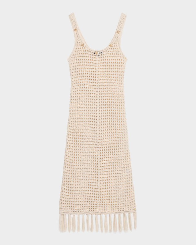 Gia Embellished Crochet Fringe Midi Dress